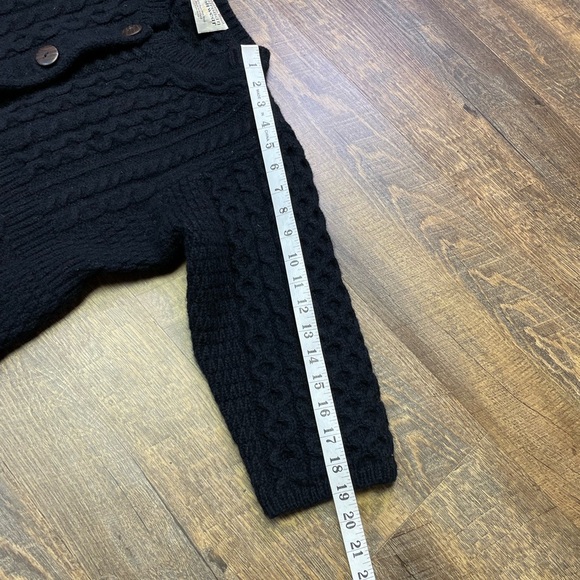 Kilronan Knitwear Womens Medium Wool Cardigan Cable Knit Fisherman Ireland Black - Picture 7 of 9